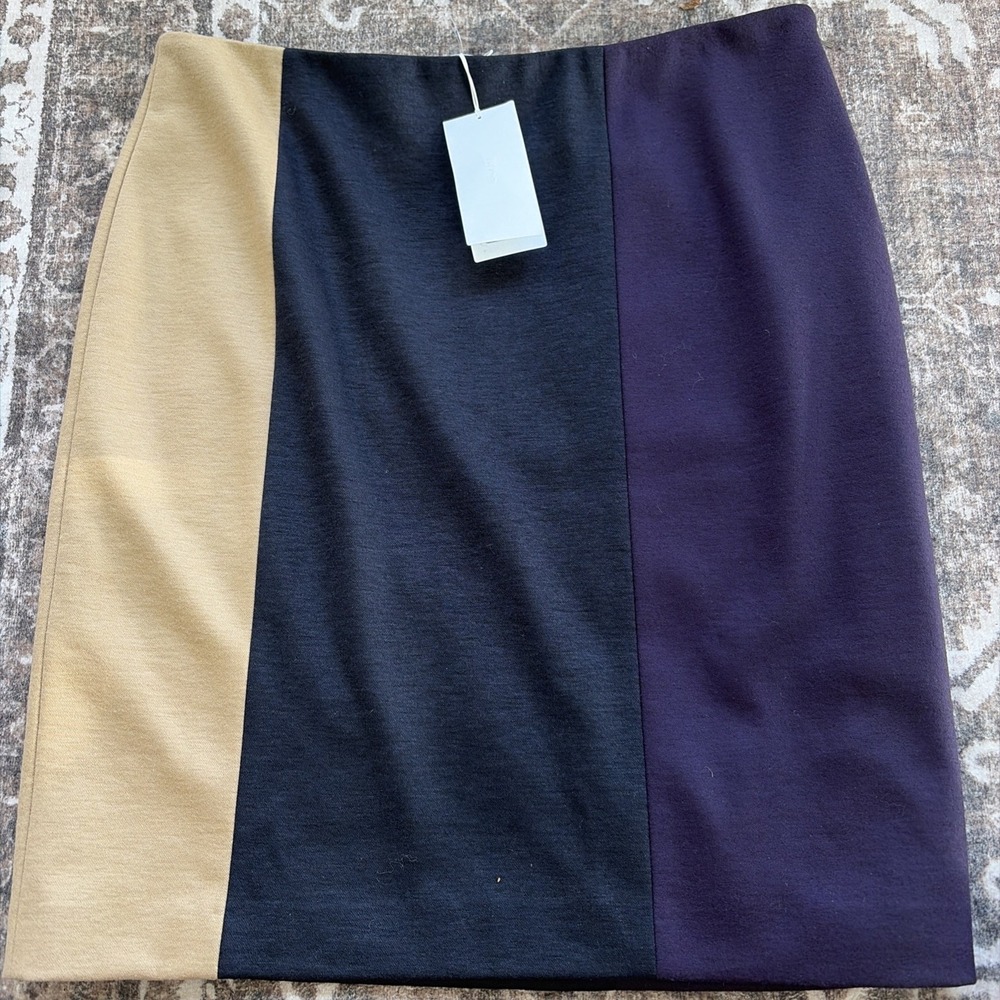 Hugo Boss - Tan, Black & Purple Wool Blend Pencil Skirt Size 10